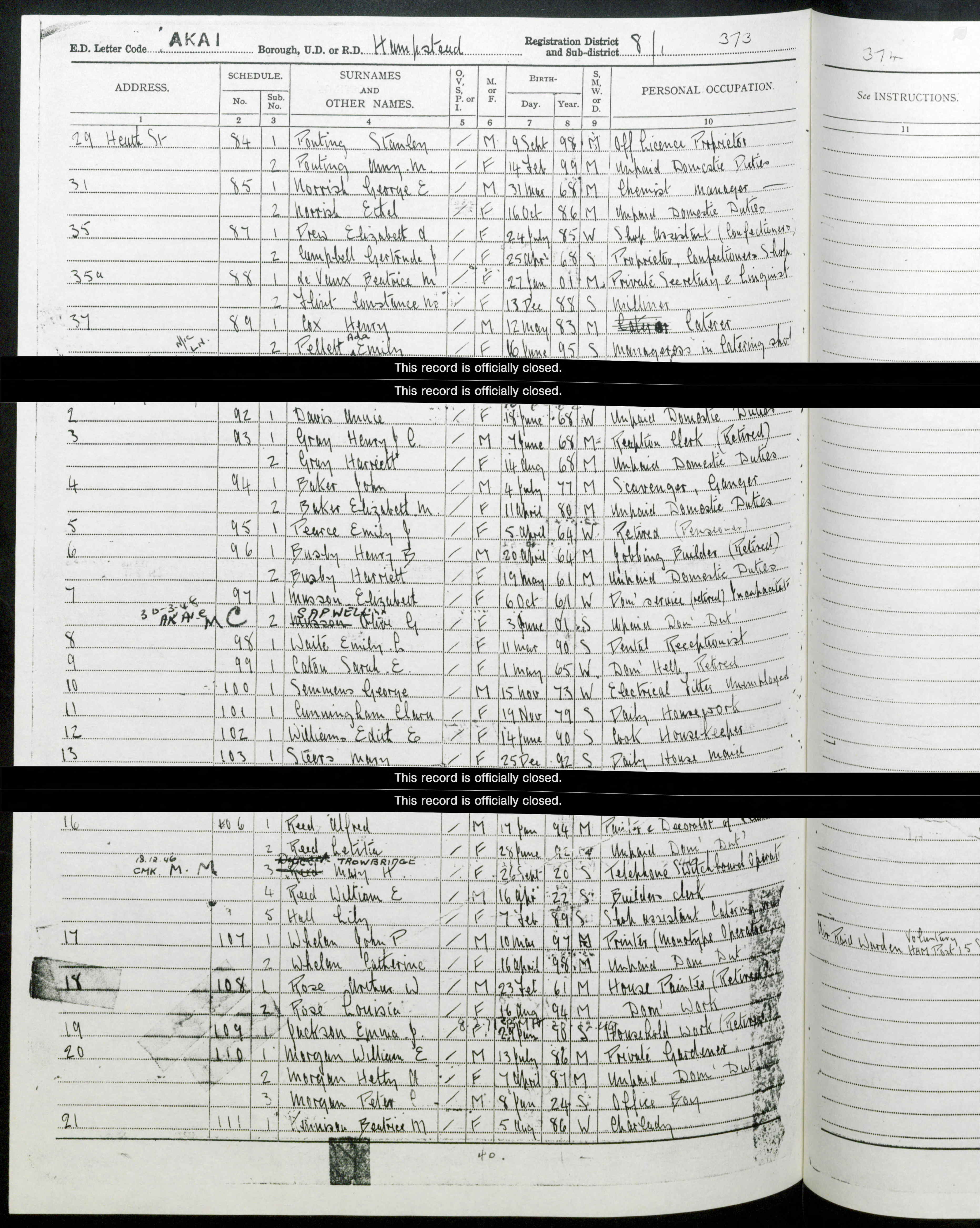 1939 England and Wales Register