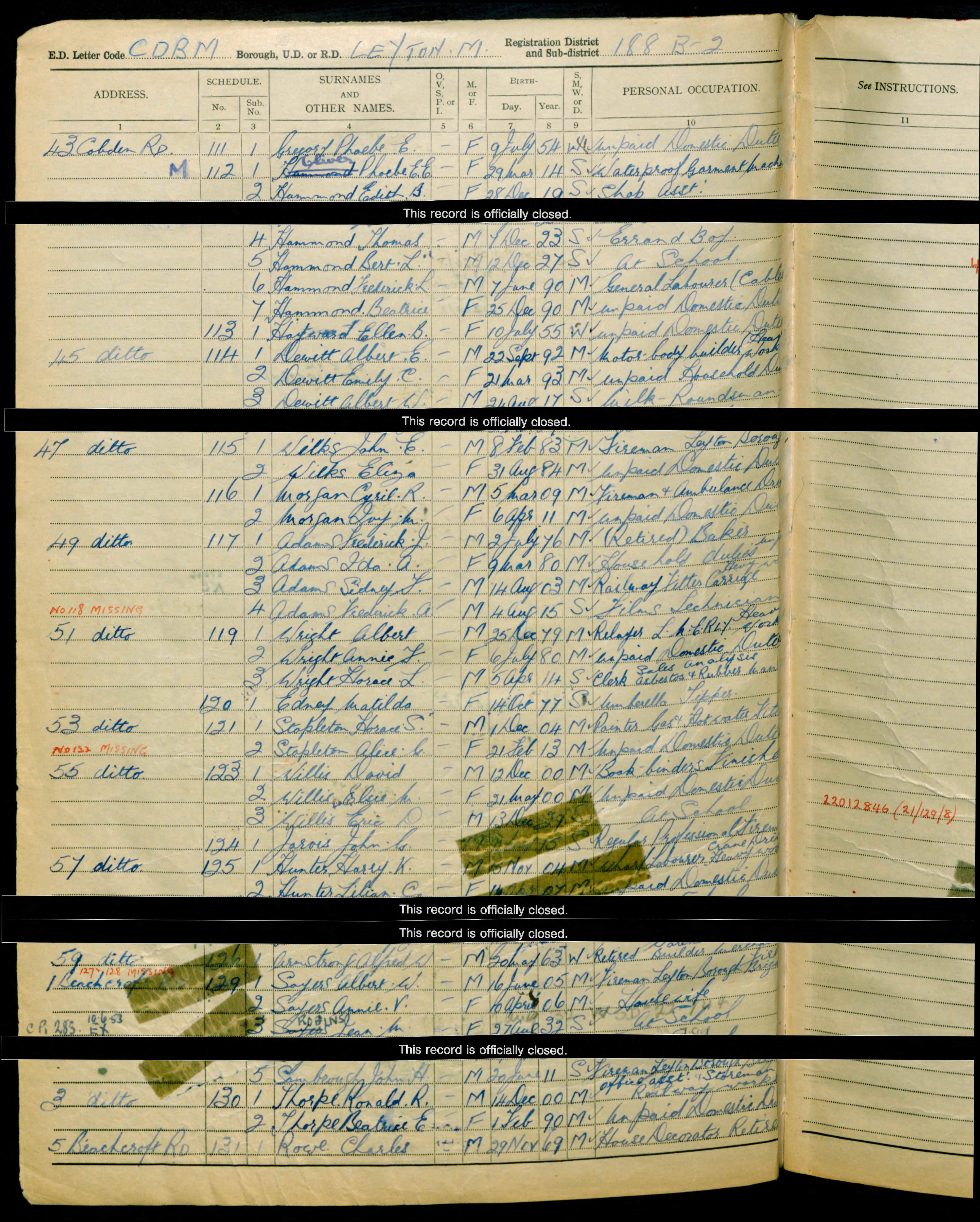 1939 England and Wales Register