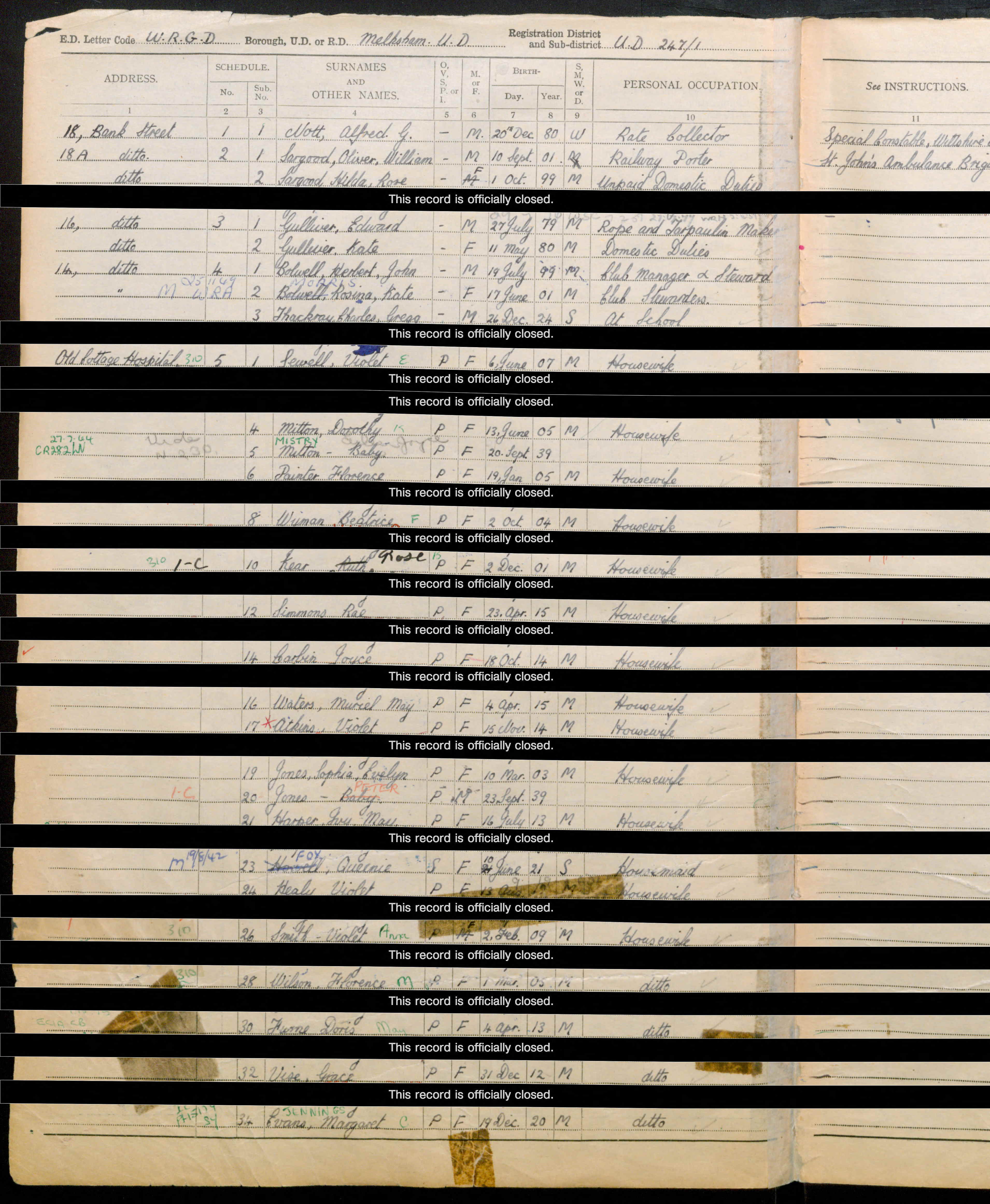 1939 England and Wales Register