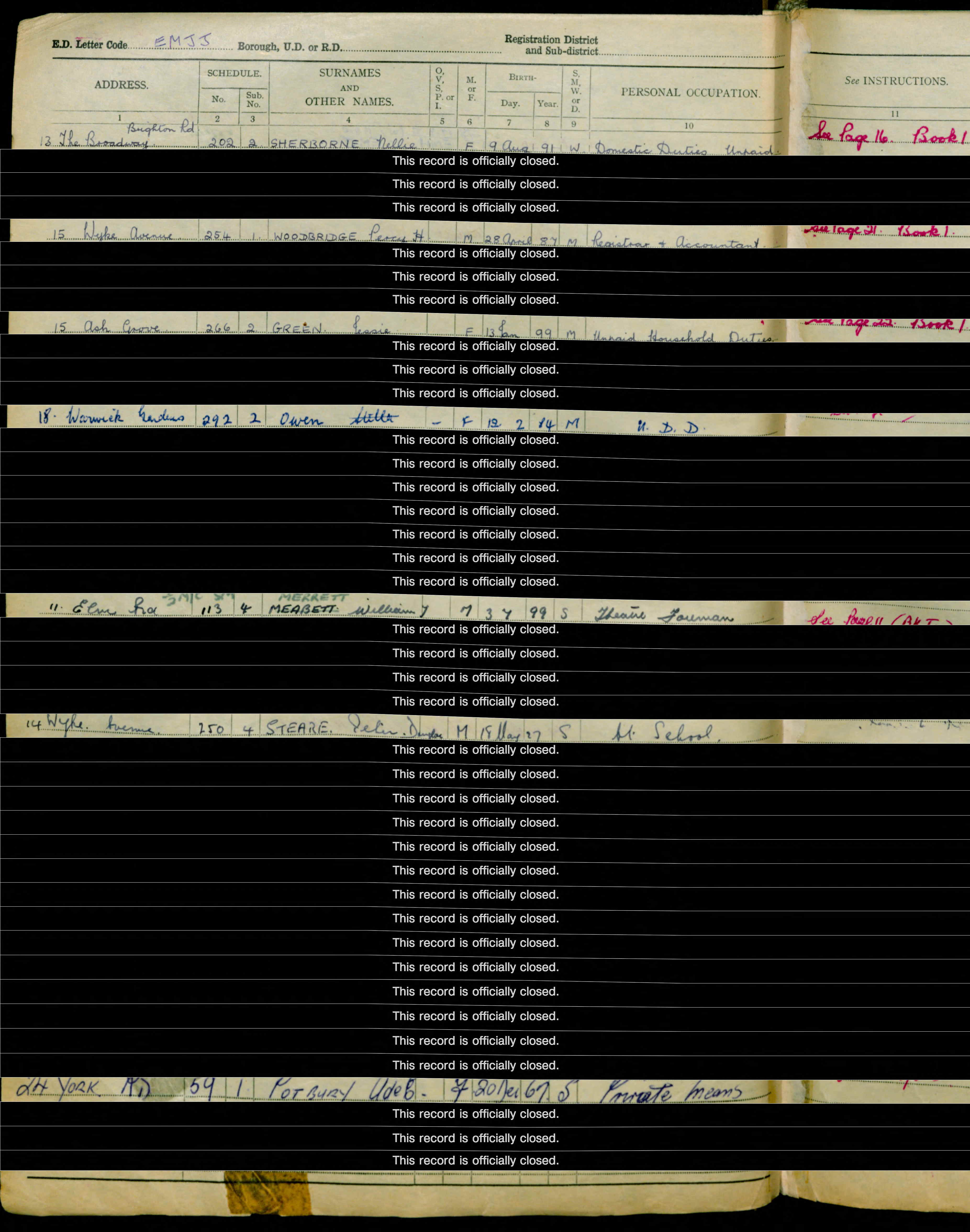 1939 England and Wales Register