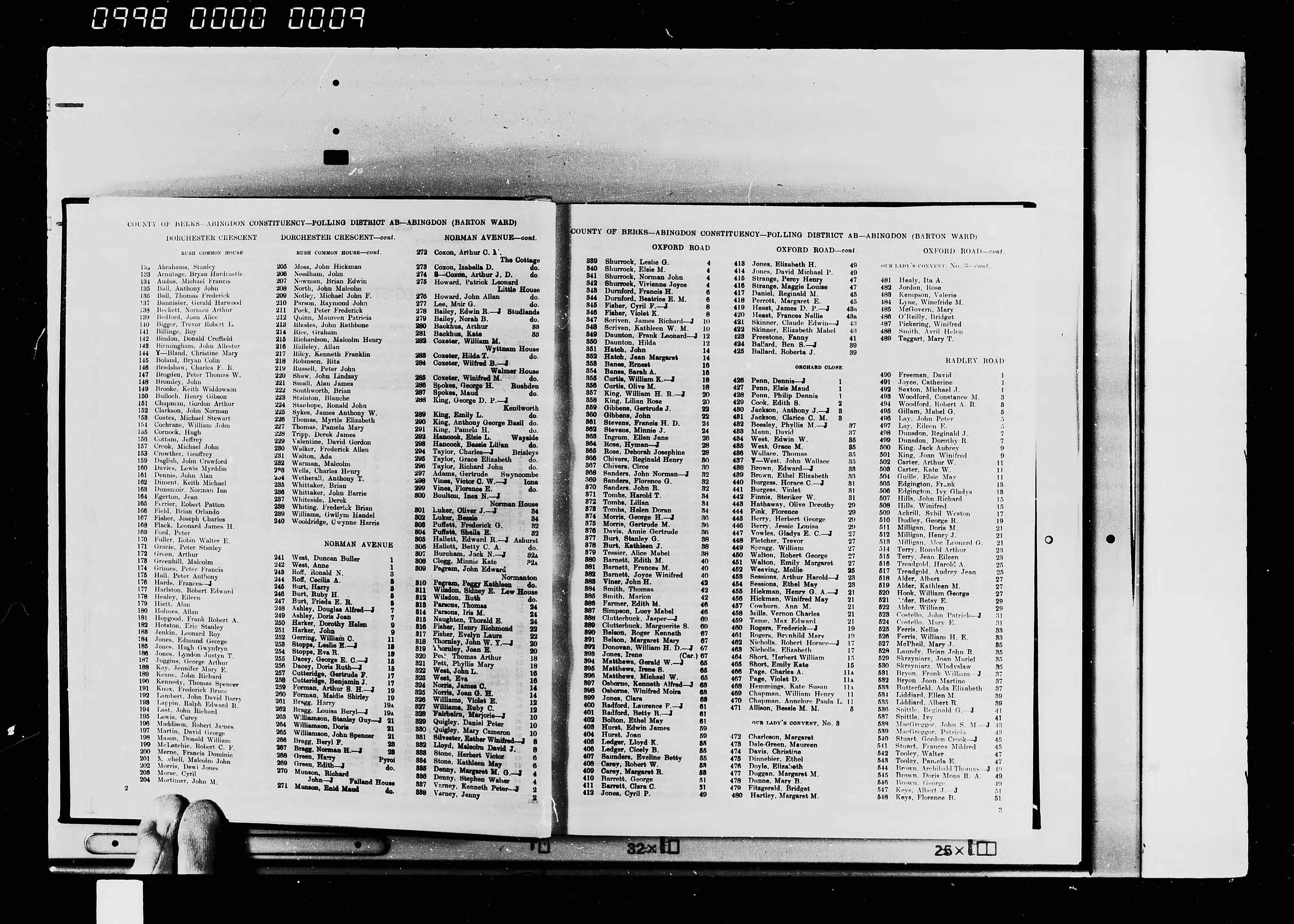 Berkshire, England, Electoral Registers, 1840-1965