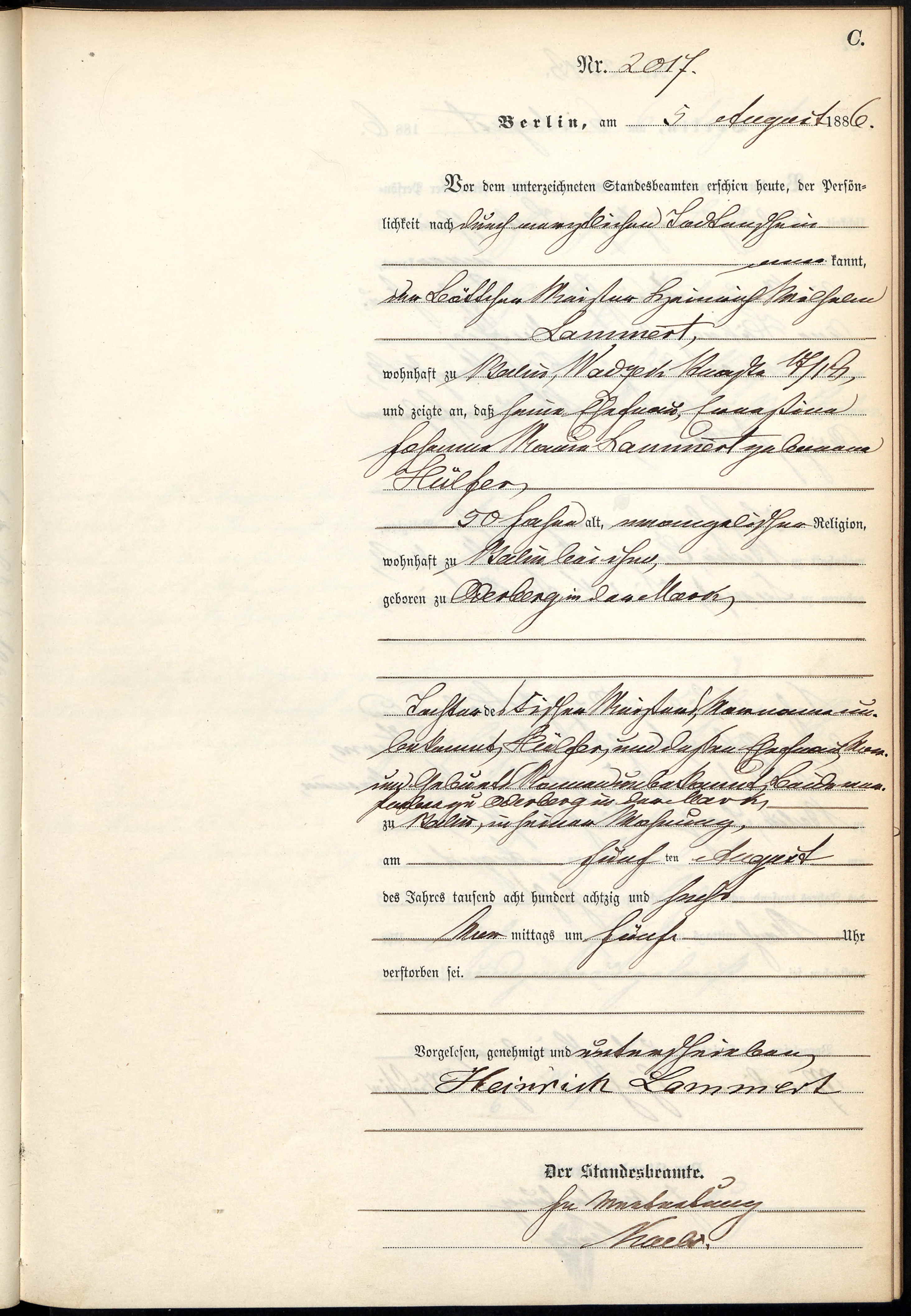 Berlin, Germany, Deaths, 1874-1986