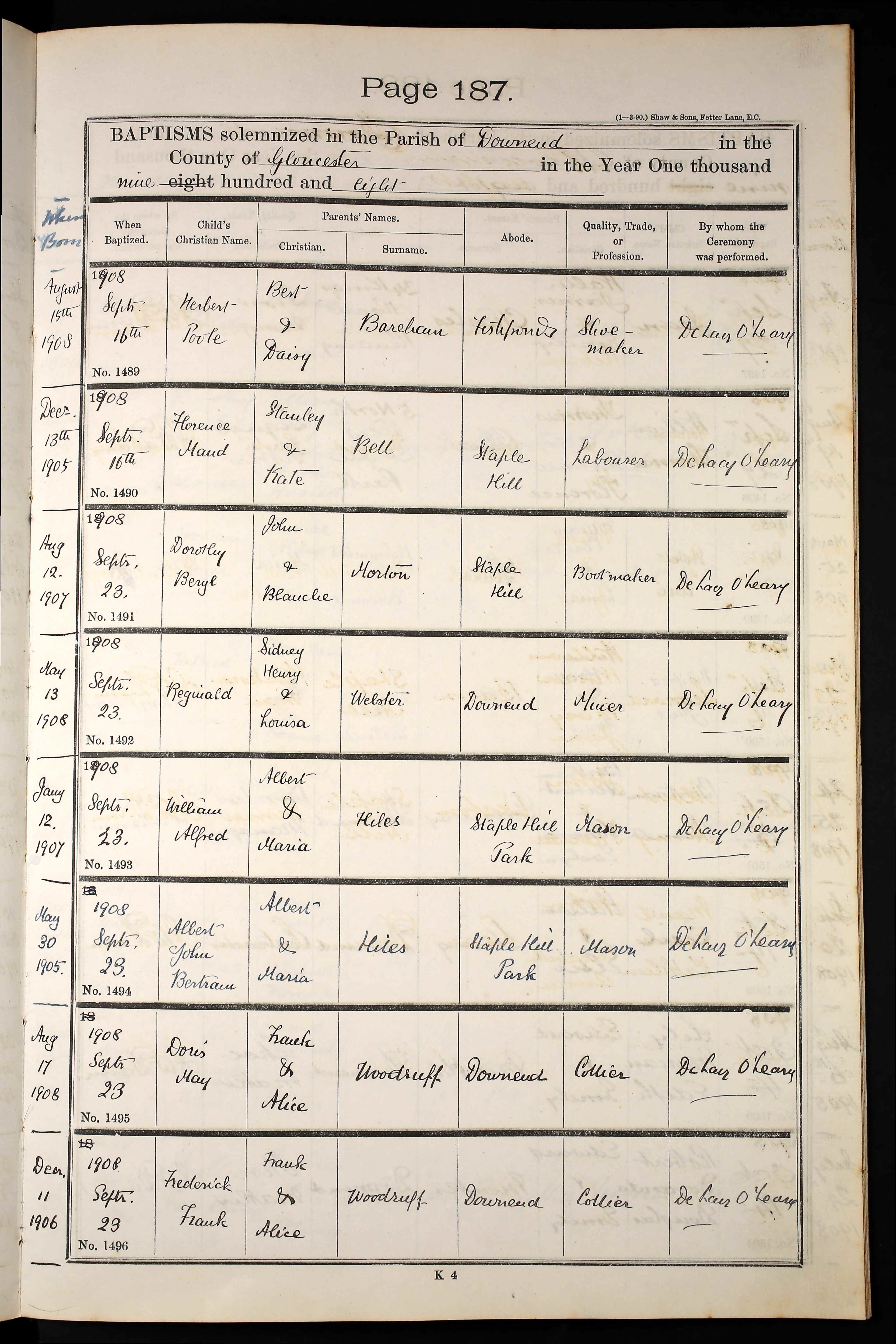 Bristol, England, Church of England Baptisms, 1813-1918