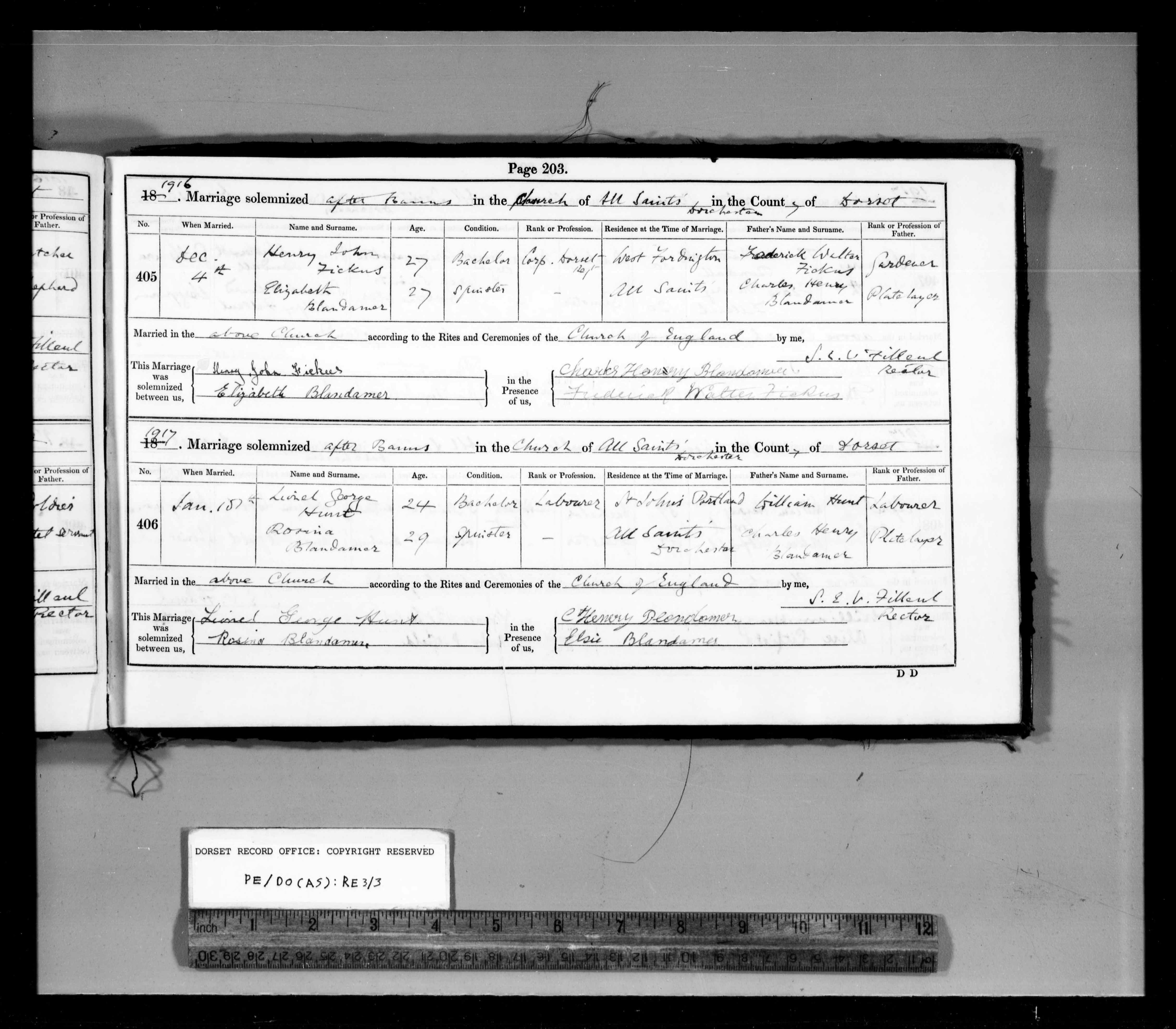 Dorset, England, Church of England Marriages and Banns, 1813-1921