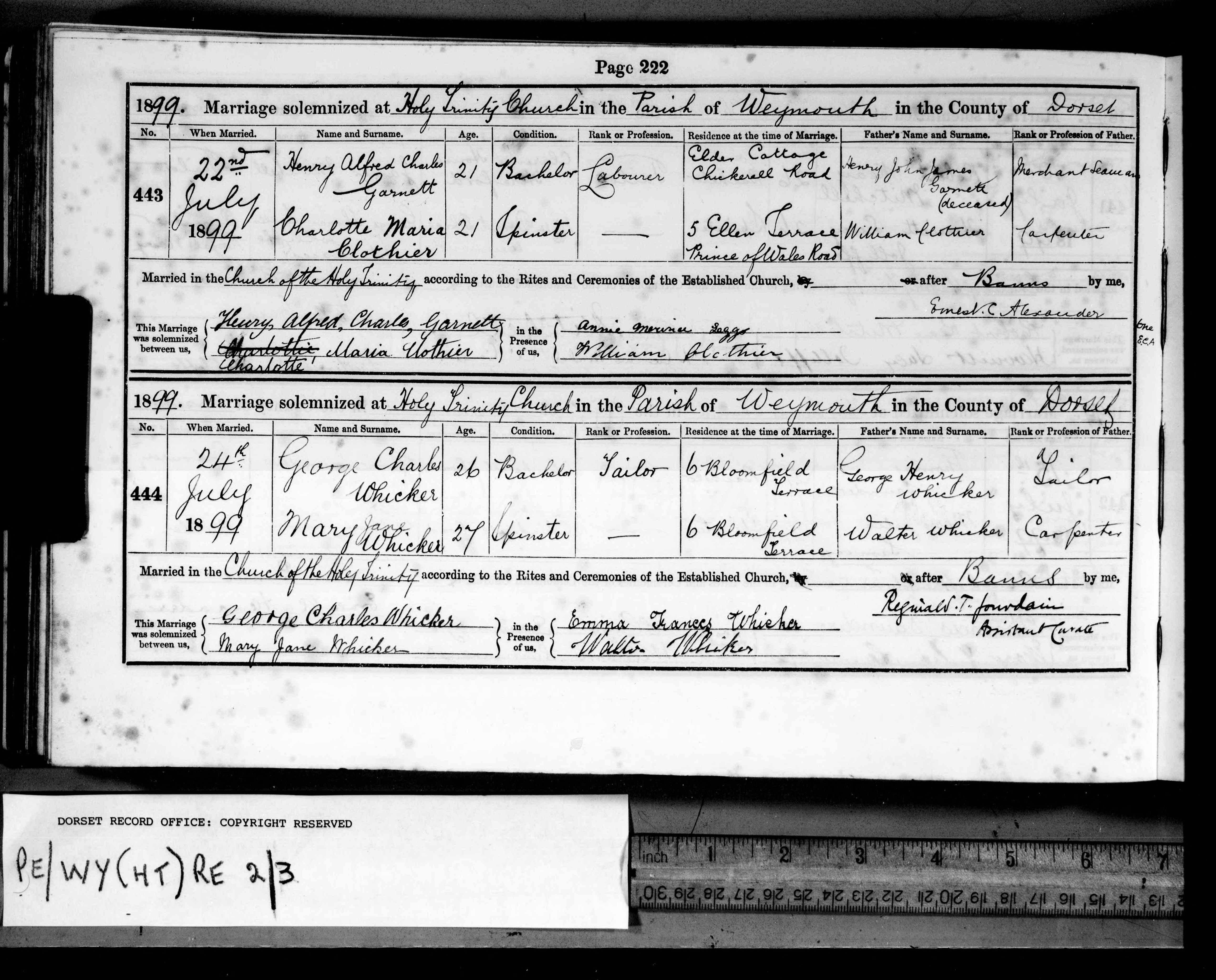 Dorset, England, Church of England Marriages and Banns, 1813-1921