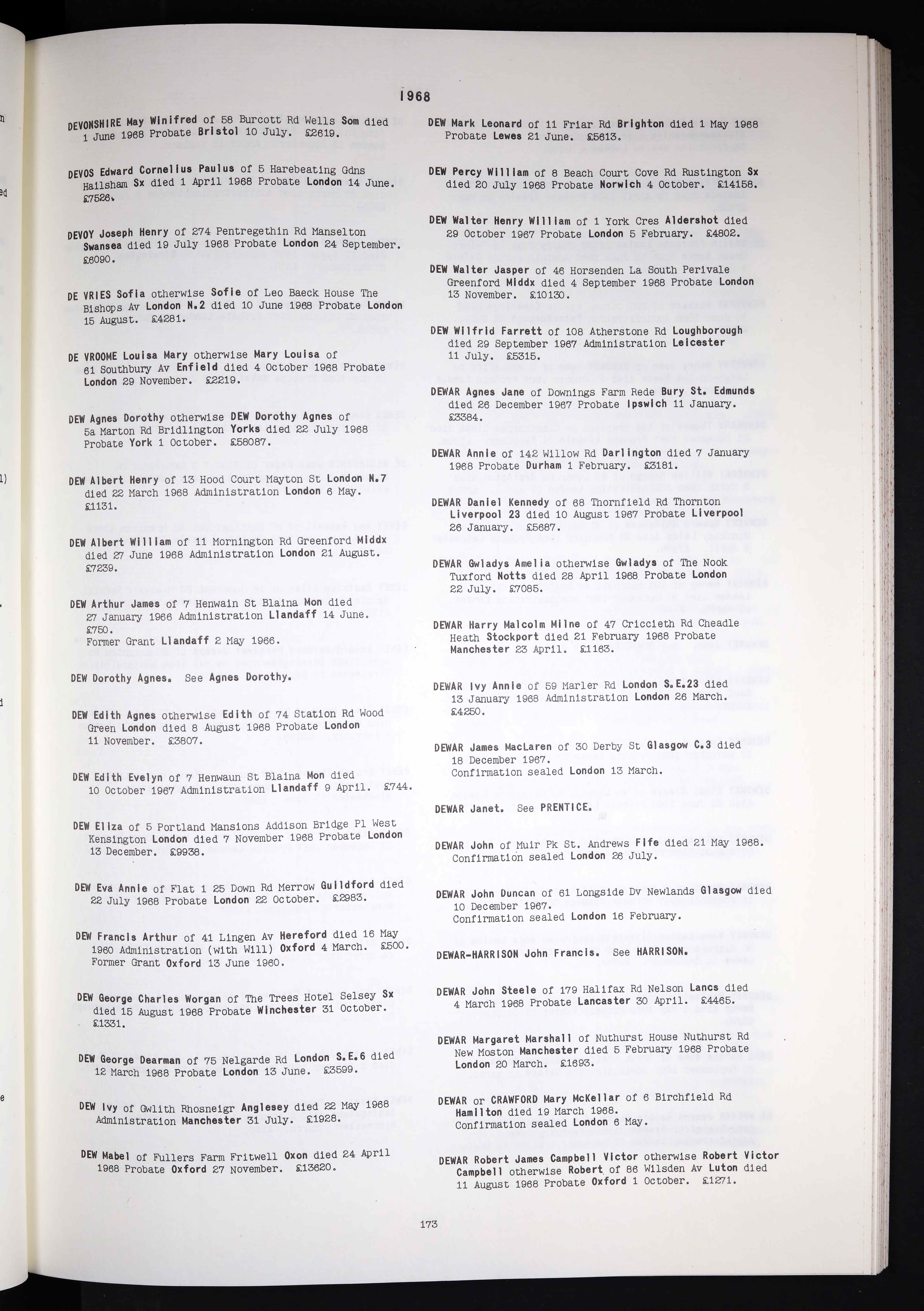England & Wales, National Probate Calendar (Index of Wills and Administrations), 1858-1995