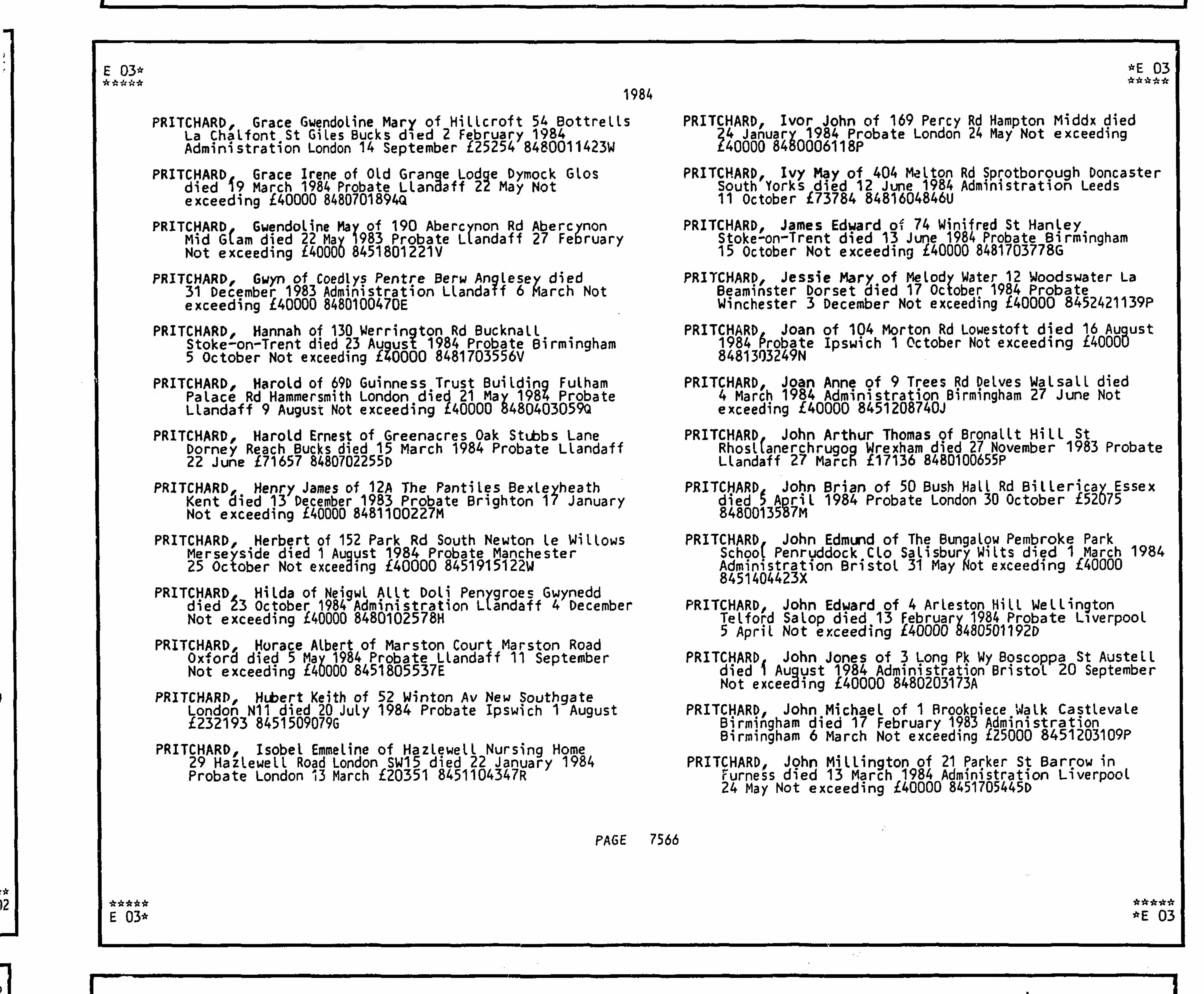 England & Wales, National Probate Calendar (Index of Wills and Administrations), 1858-1995
