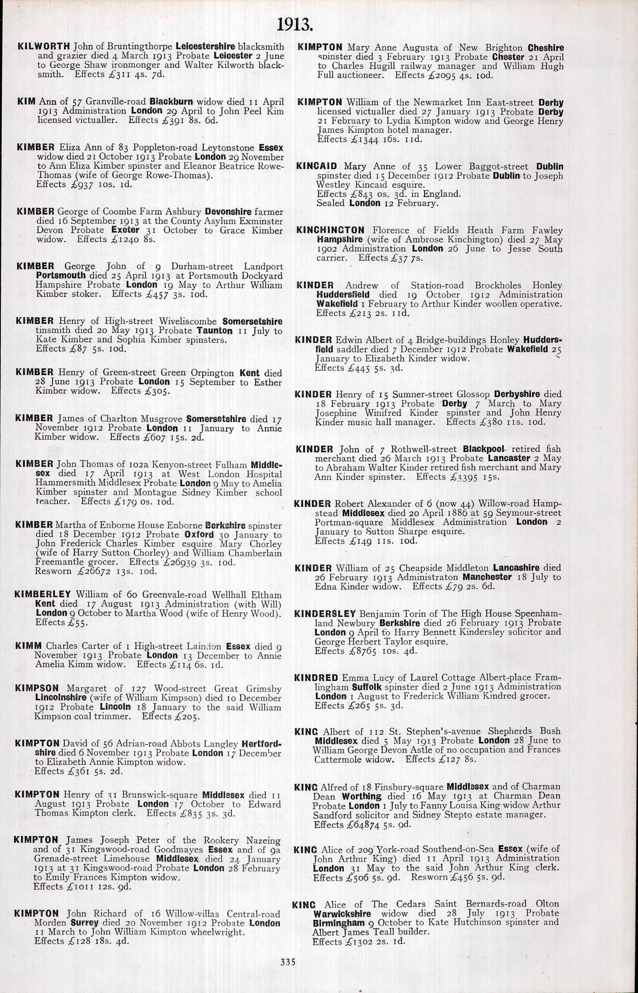 England & Wales, National Probate Calendar (Index of Wills and Administrations), 1858-1995