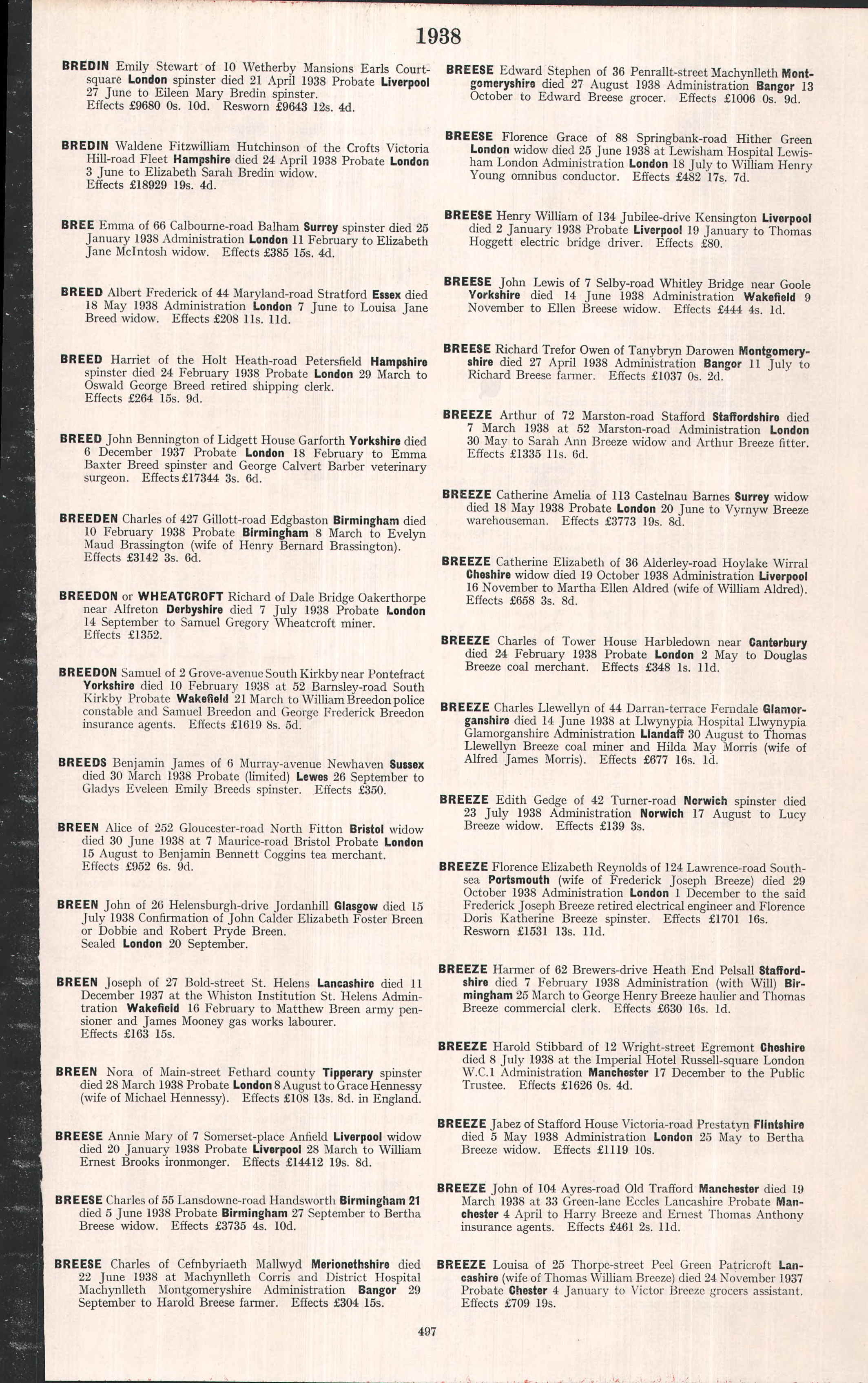 England & Wales, National Probate Calendar (Index of Wills and Administrations), 1858-1995