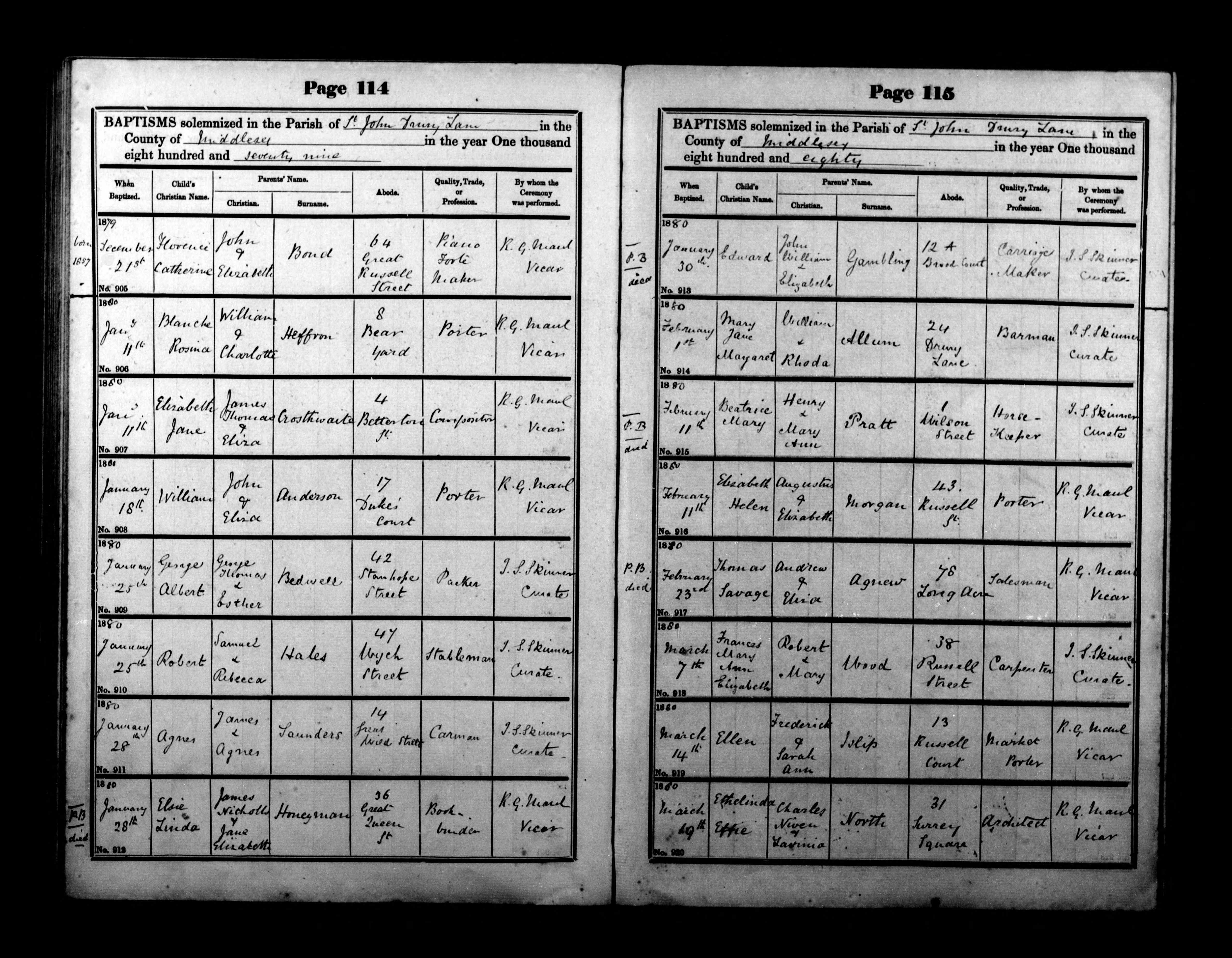 London, England, Church of England Births and Baptisms, 1813-1923