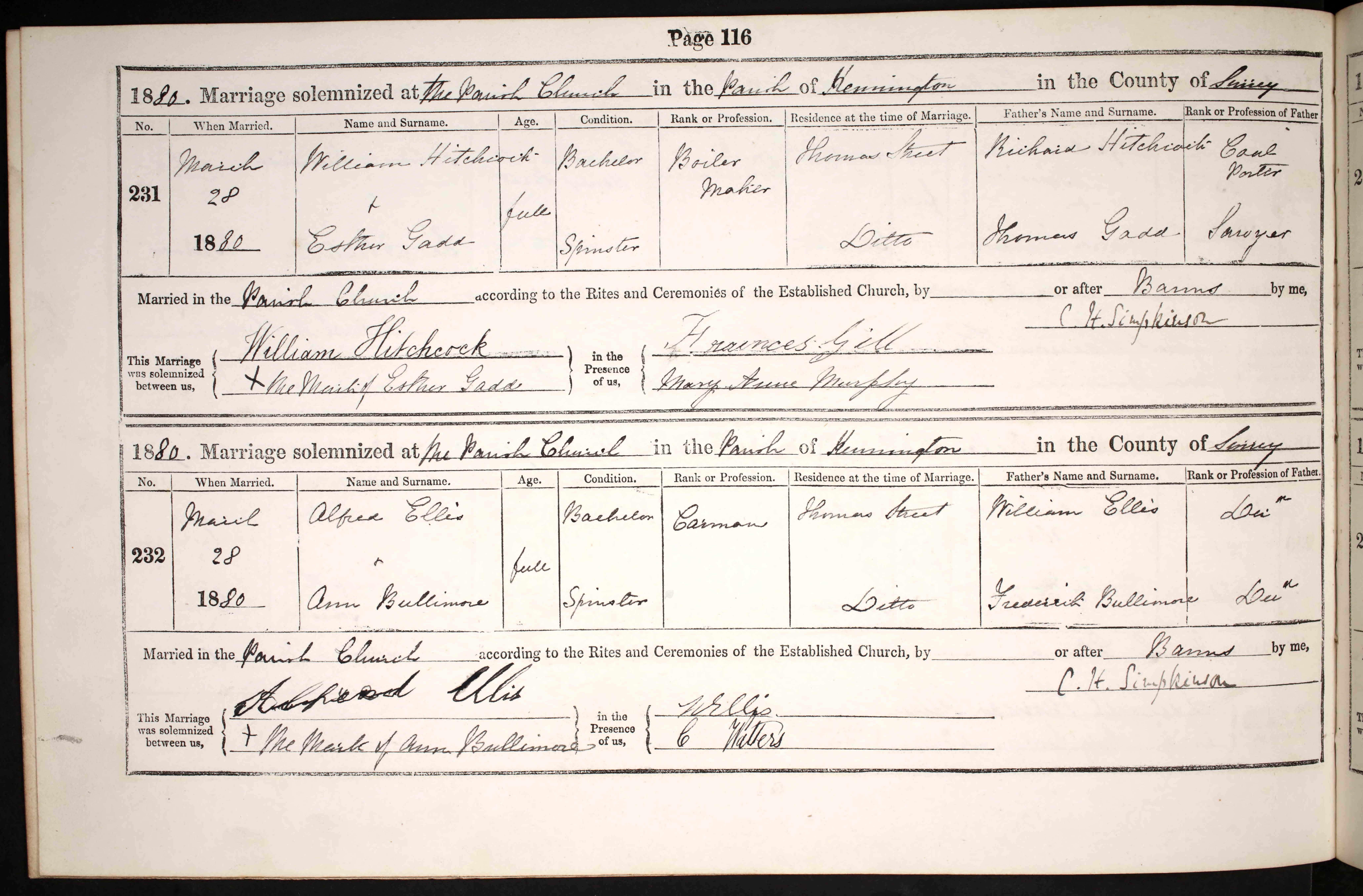 London, England, Church of England Marriages and Banns, 1754-1940