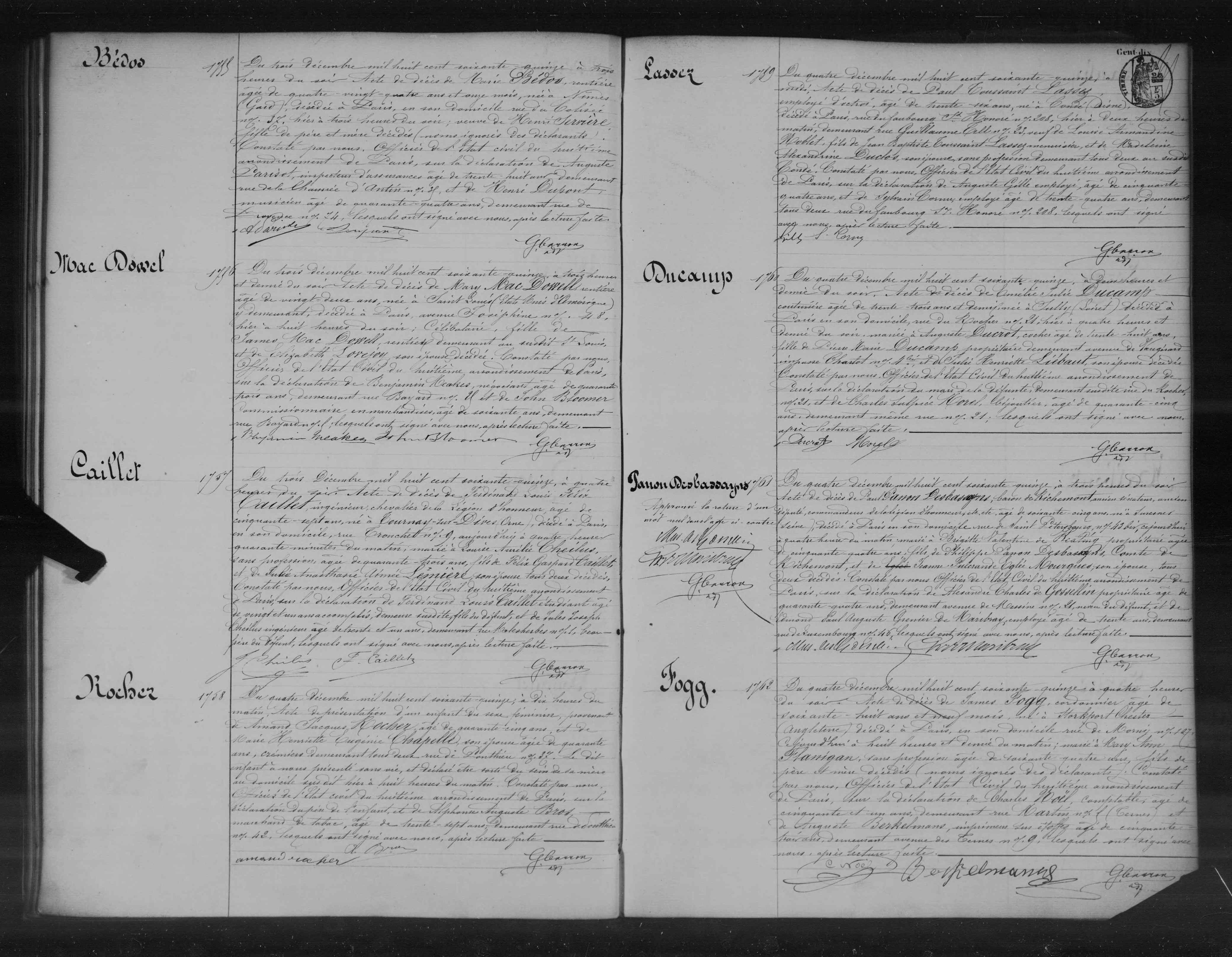 Paris, France, Births, Marriages, and Deaths, 1792-1930