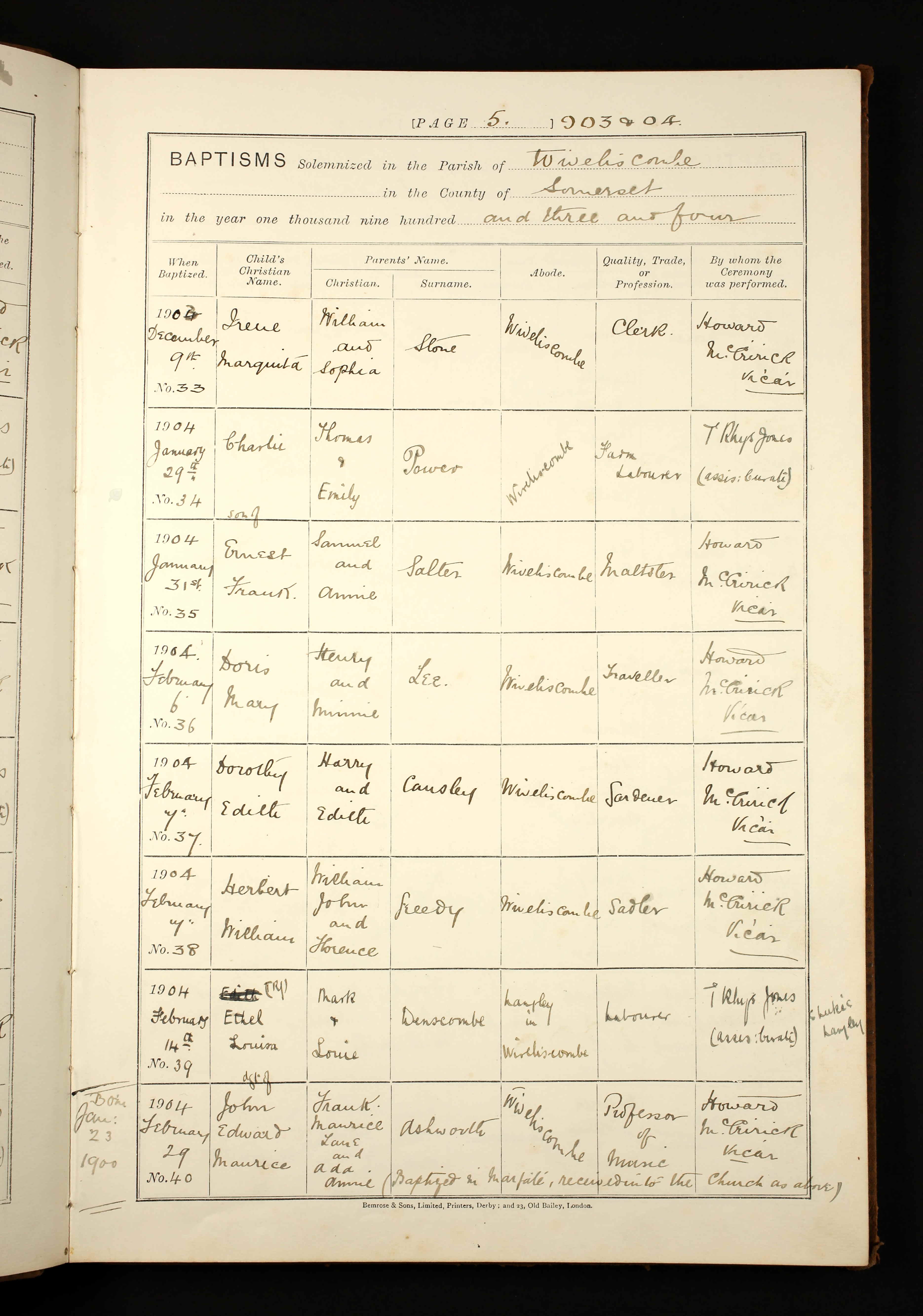 Somerset, England, Church of England Baptisms, 1813-1914