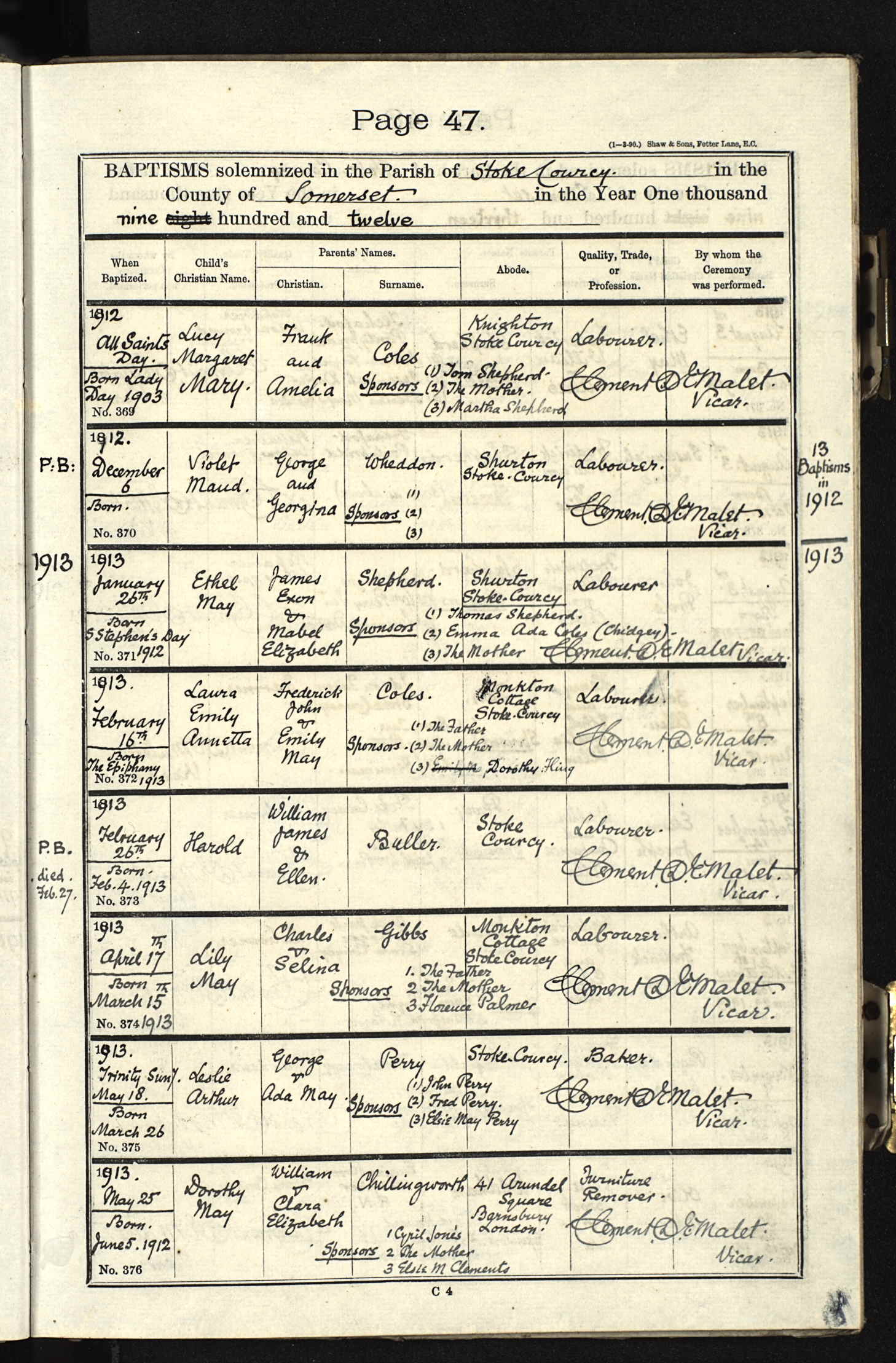 Somerset, England, Church of England Baptisms, 1813-1914