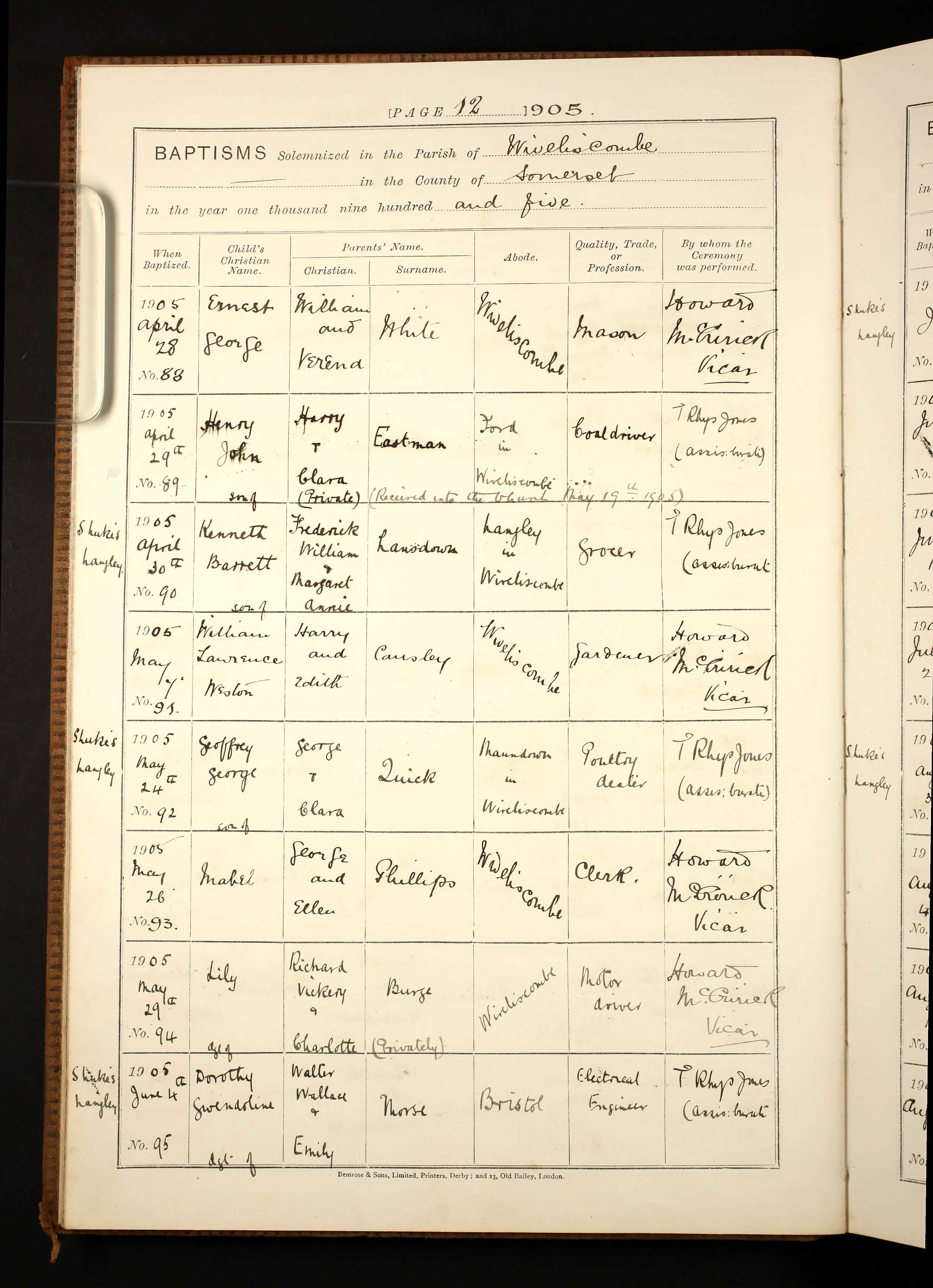 Somerset, England, Church of England Baptisms, 1813-1914