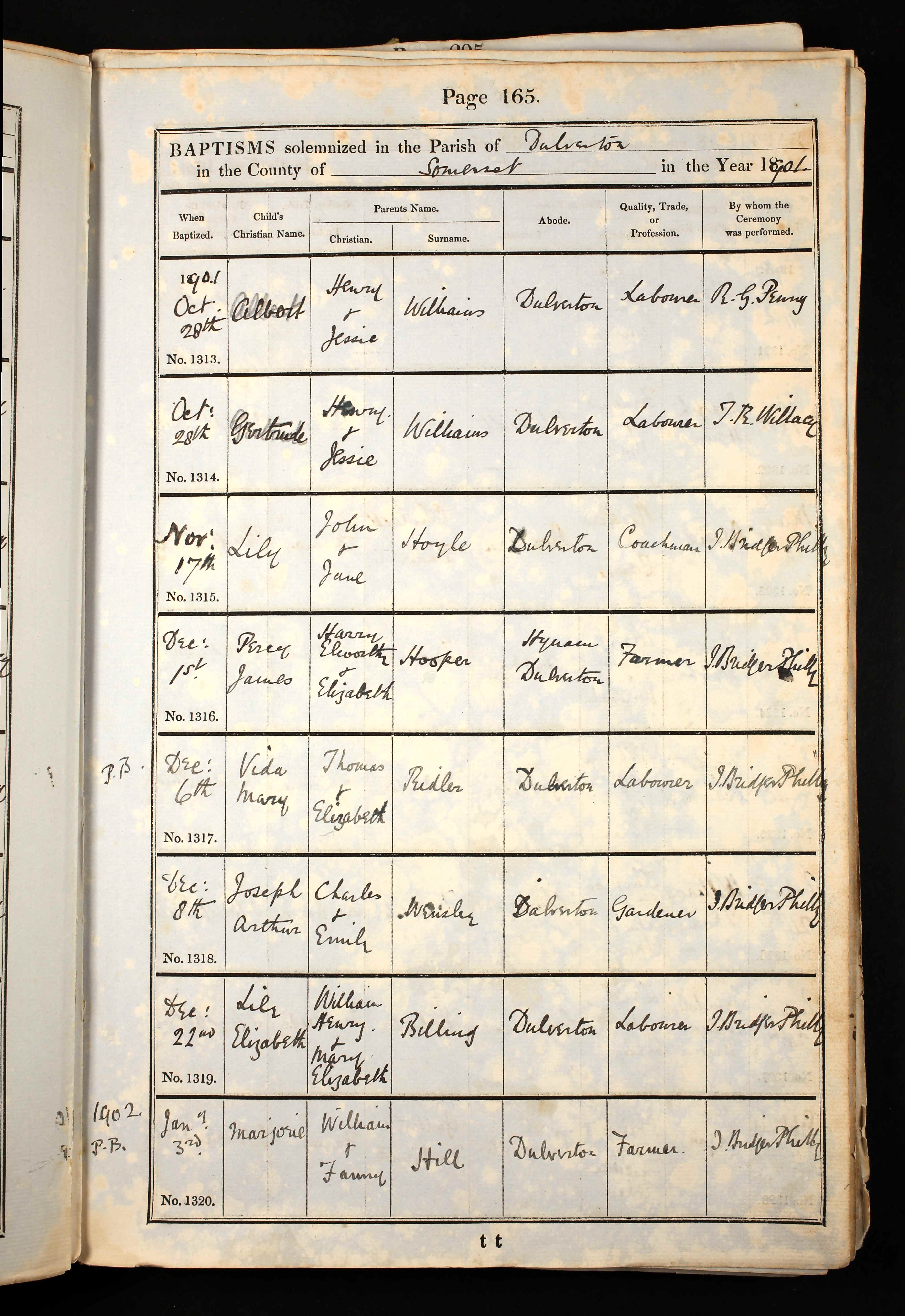 Somerset, England, Church of England Baptisms, 1813-1914
