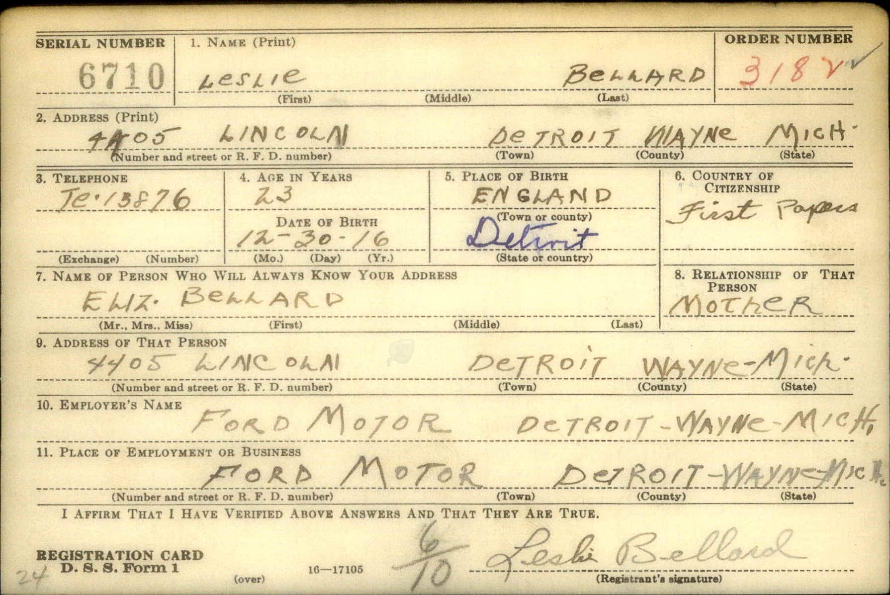 U.S. WWII Draft Cards Young Men, 1940-1947