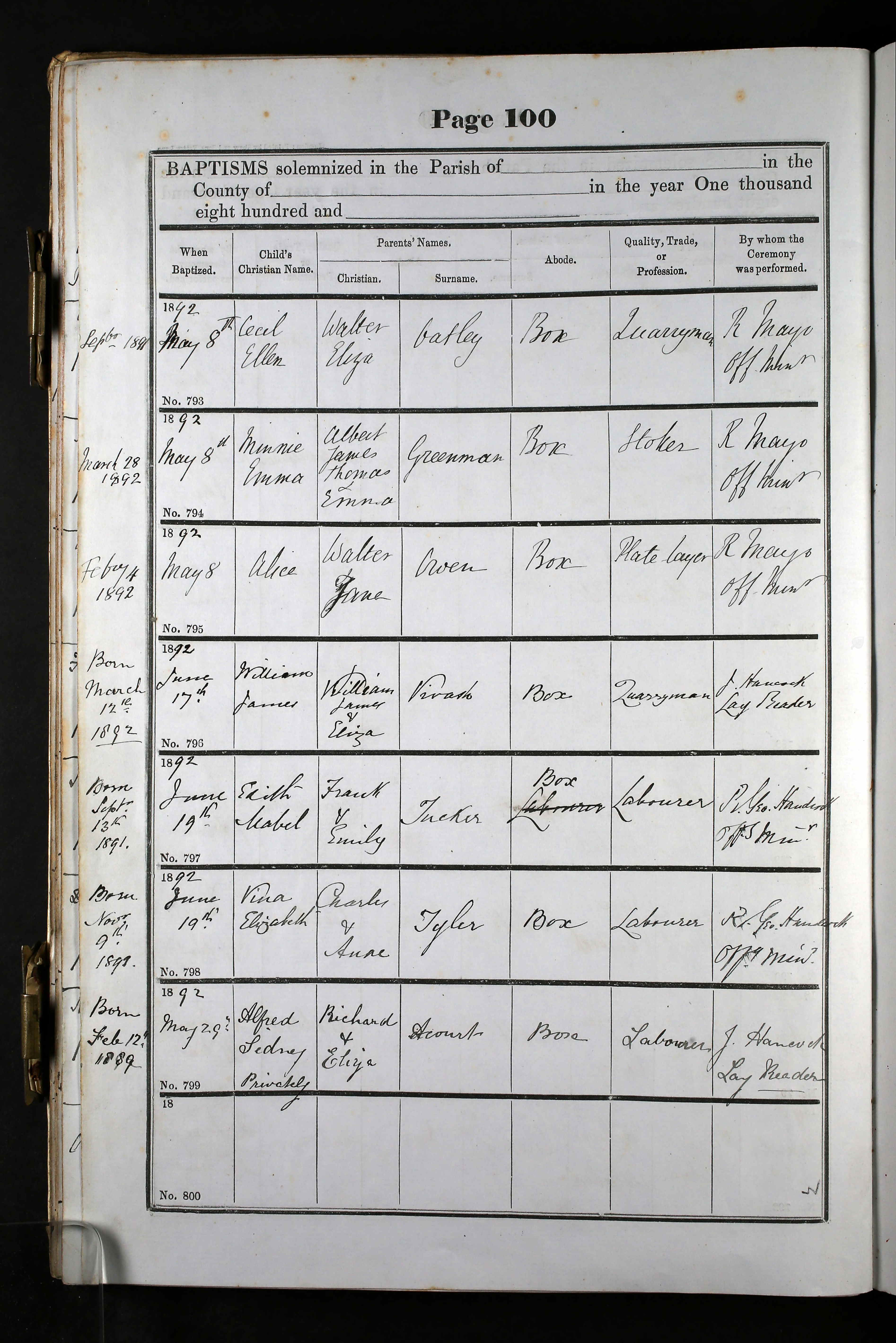 Wiltshire, England, Church of England Births and Baptisms, 1813-1916