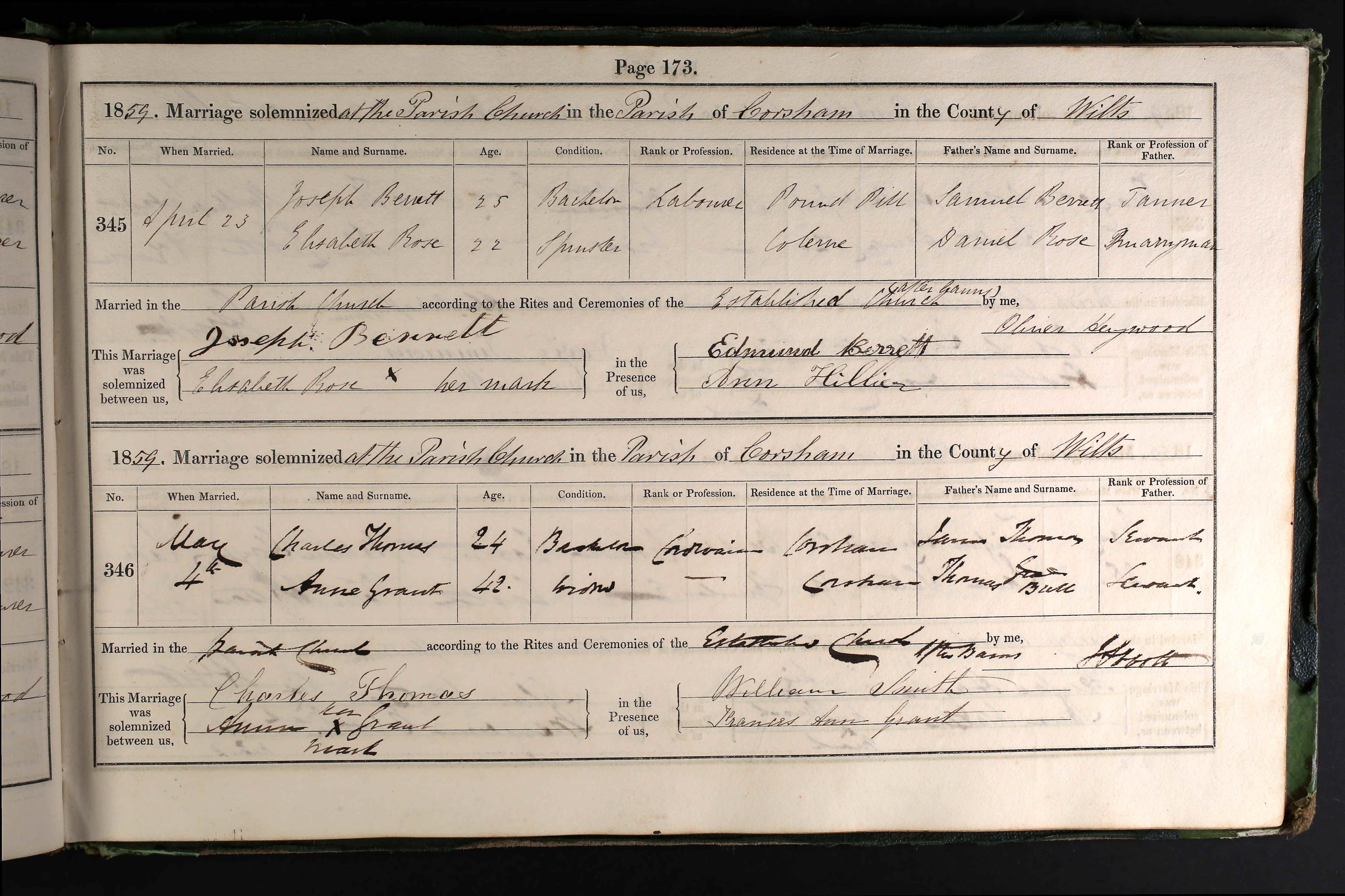 Wiltshire, England, Church of England Marriages and Banns, 1754-1916