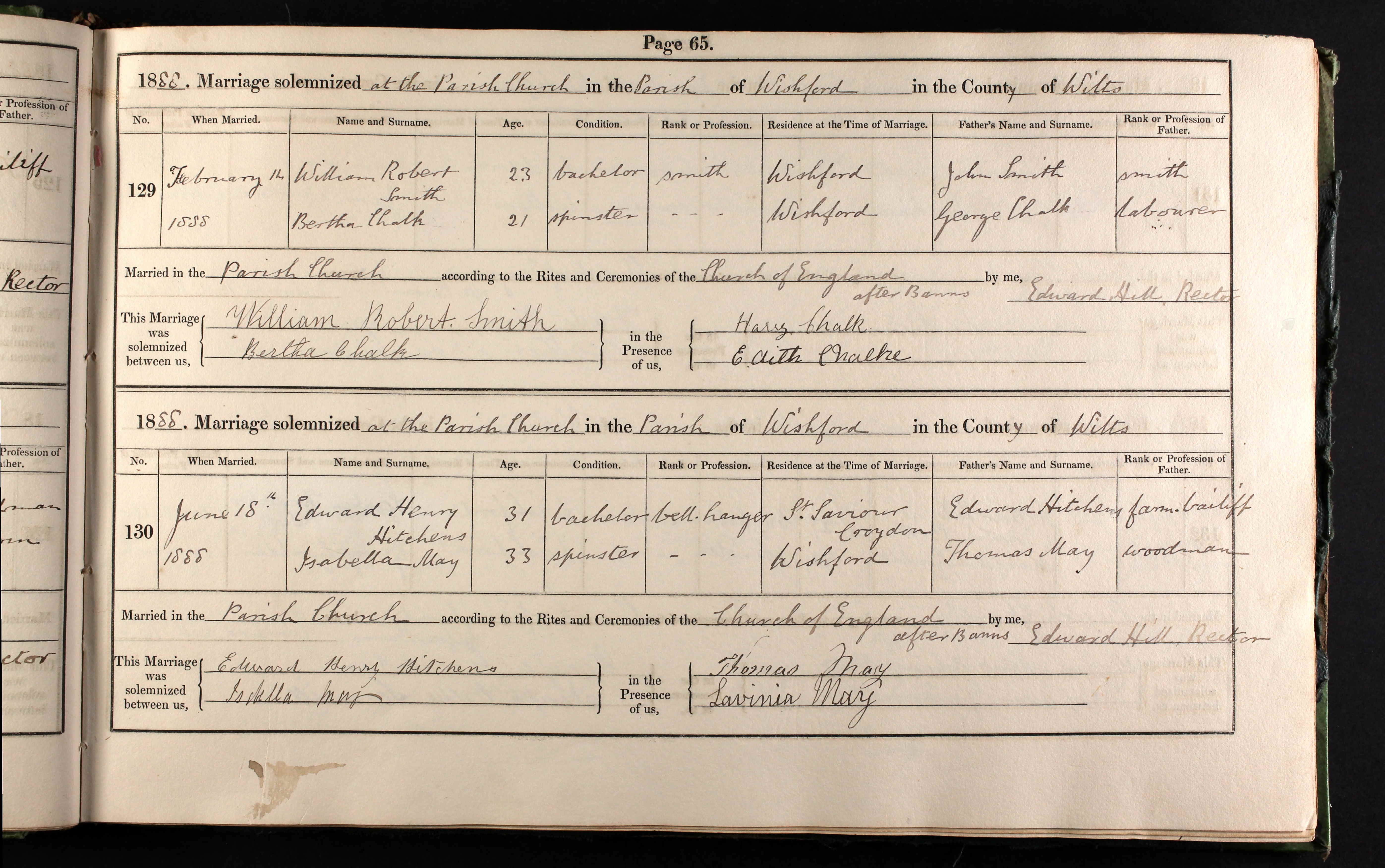 Wiltshire, England, Church of England Marriages and Banns, 1754-1916